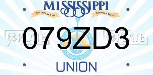 079ZD3 Mississippi License Plate