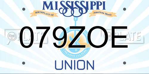 079ZOE Mississippi License Plate