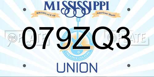 079ZQ3 Mississippi License Plate