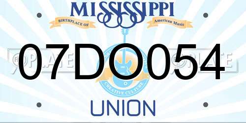 07DO054 Mississippi License Plate