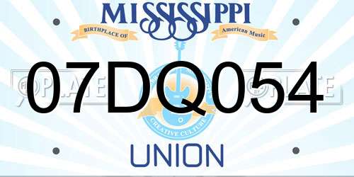 07DQ054 Mississippi License Plate