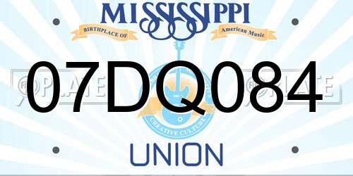 07DQ084 Mississippi License Plate