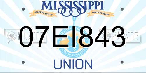 07EI843 Mississippi License Plate