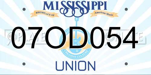 07OD054 Mississippi License Plate