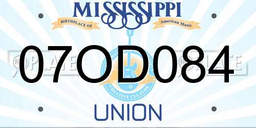 07OD084 Mississippi License Plate
