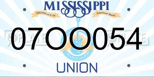 07OO054 Mississippi License Plate