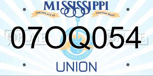 07OQ054 Mississippi License Plate