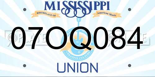 07OQ084 Mississippi License Plate