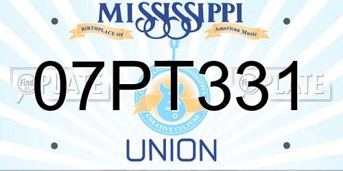 07PT331 Mississippi License Plate