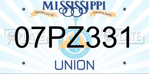 07PZ331 Mississippi License Plate