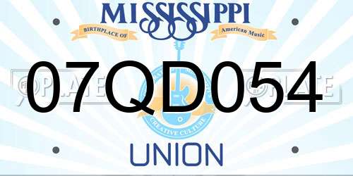 07QD054 Mississippi License Plate