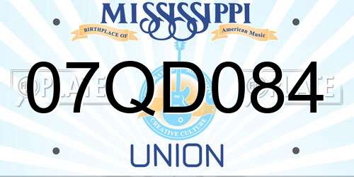 07QD084 Mississippi License Plate