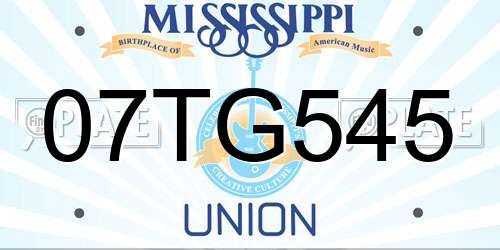 07TG545 Mississippi License Plate