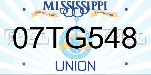 07TG548 Mississippi License Plate