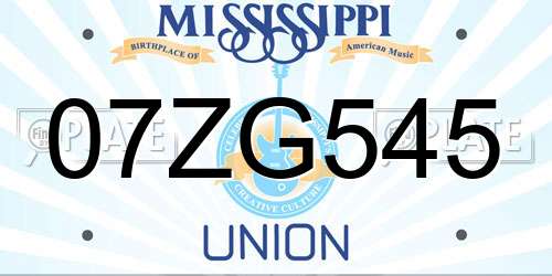 07ZG545 Mississippi License Plate