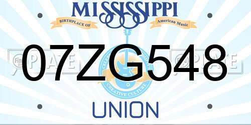 07ZG548 Mississippi License Plate