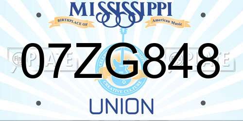 07ZG848 Mississippi License Plate
