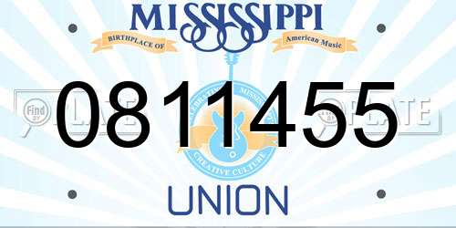0811455 Mississippi License Plate