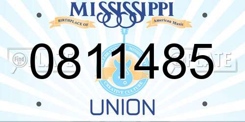 0811485 Mississippi License Plate