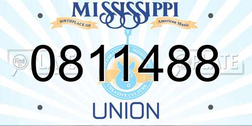 0811488 Mississippi License Plate