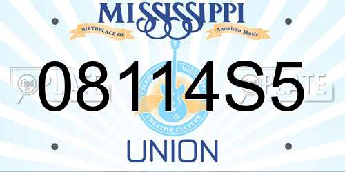 08114S5 Mississippi License Plate