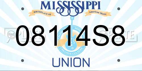 08114S8 Mississippi License Plate