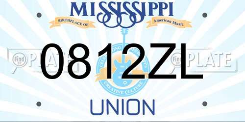 0812ZL Mississippi License Plate