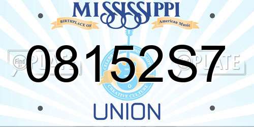 08152S7 Mississippi License Plate