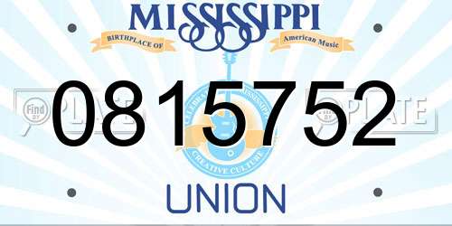 0815752 Mississippi License Plate