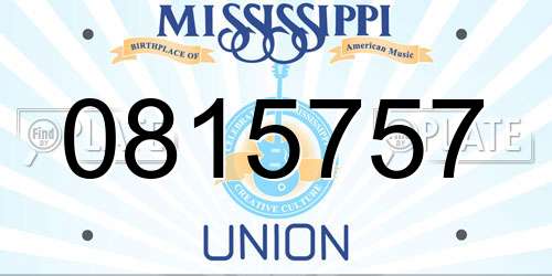 0815757 Mississippi License Plate