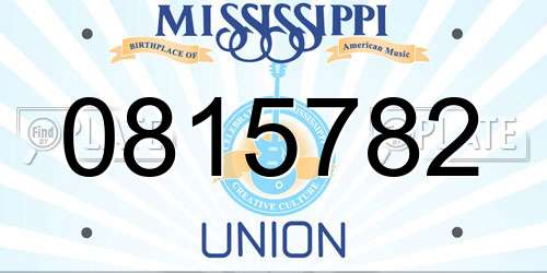 0815782 Mississippi License Plate