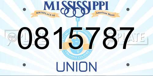 0815787 Mississippi License Plate