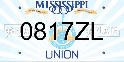 0817ZL Mississippi License Plate