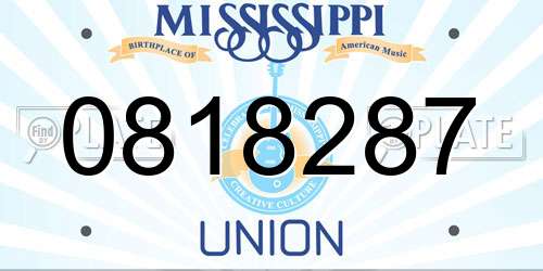 0818287 Mississippi License Plate