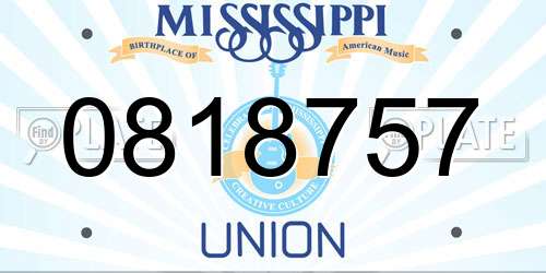 0818757 Mississippi License Plate