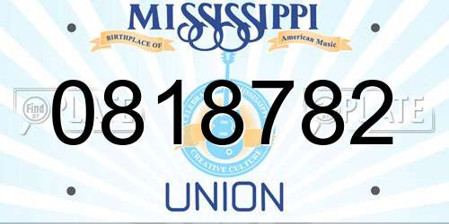 0818782 Mississippi License Plate