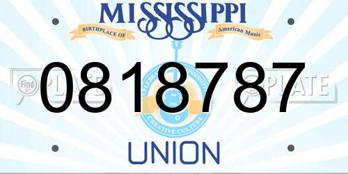 0818787 Mississippi License Plate