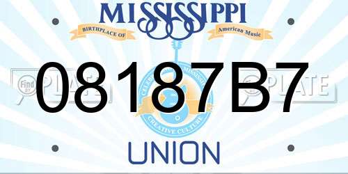 08187B7 Mississippi License Plate