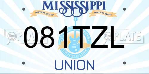 081TZL Mississippi License Plate