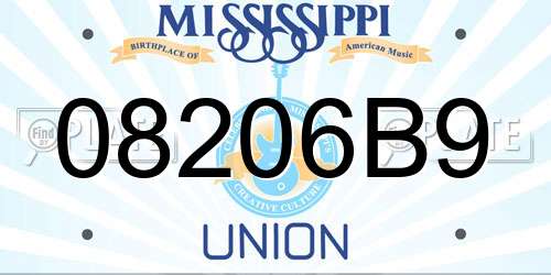 08206B9 Mississippi License Plate