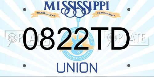 0822TD Mississippi License Plate