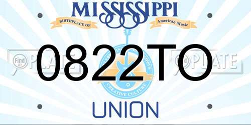 0822TO Mississippi License Plate
