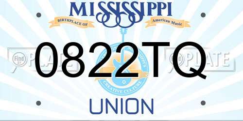 0822TQ Mississippi License Plate