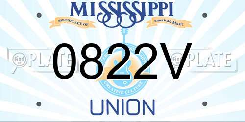 0822V Mississippi License Plate