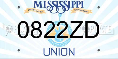 0822ZD Mississippi License Plate