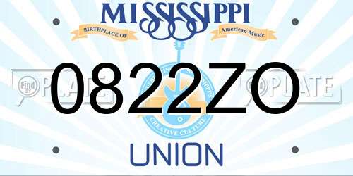 0822ZO Mississippi License Plate