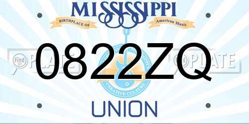 0822ZQ Mississippi License Plate
