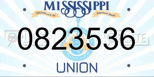 0823536 Mississippi License Plate