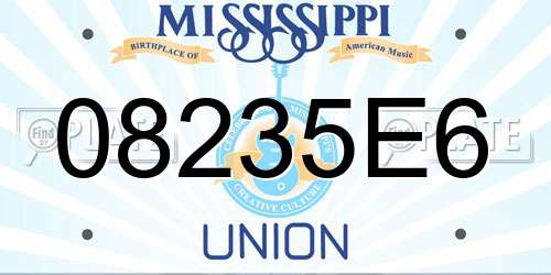 08235E6 Mississippi License Plate