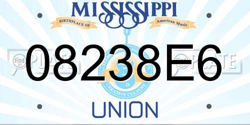 08238E6 Mississippi License Plate